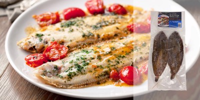 Soles entières Noirmoutier surgelées - Recette meunière beurre tomates confites